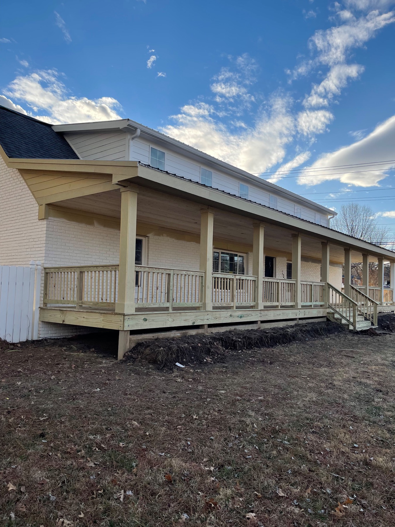 Long covered porch